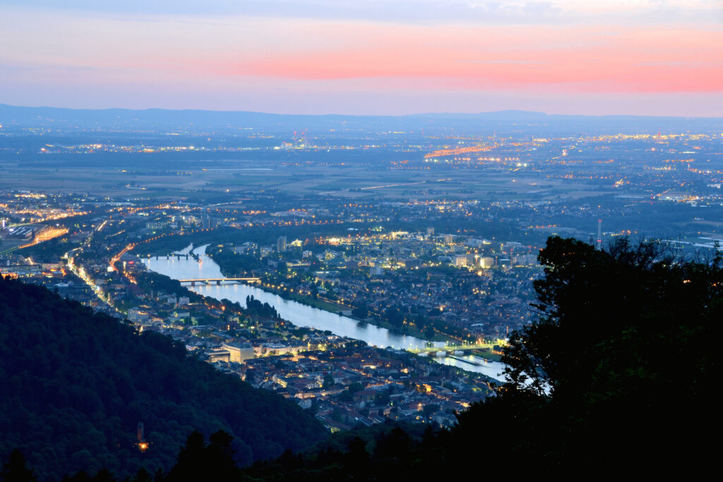 Evening twilight in the city of Heidelberg