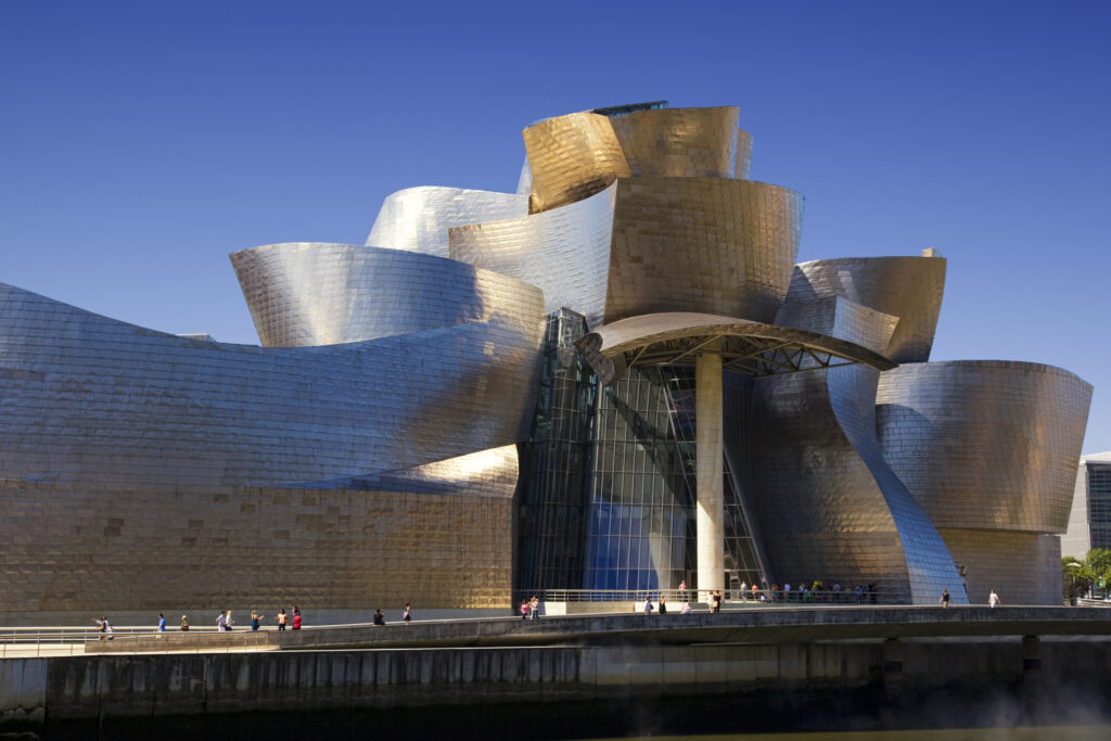 Close view of the Guggenheim museum in Bilbao