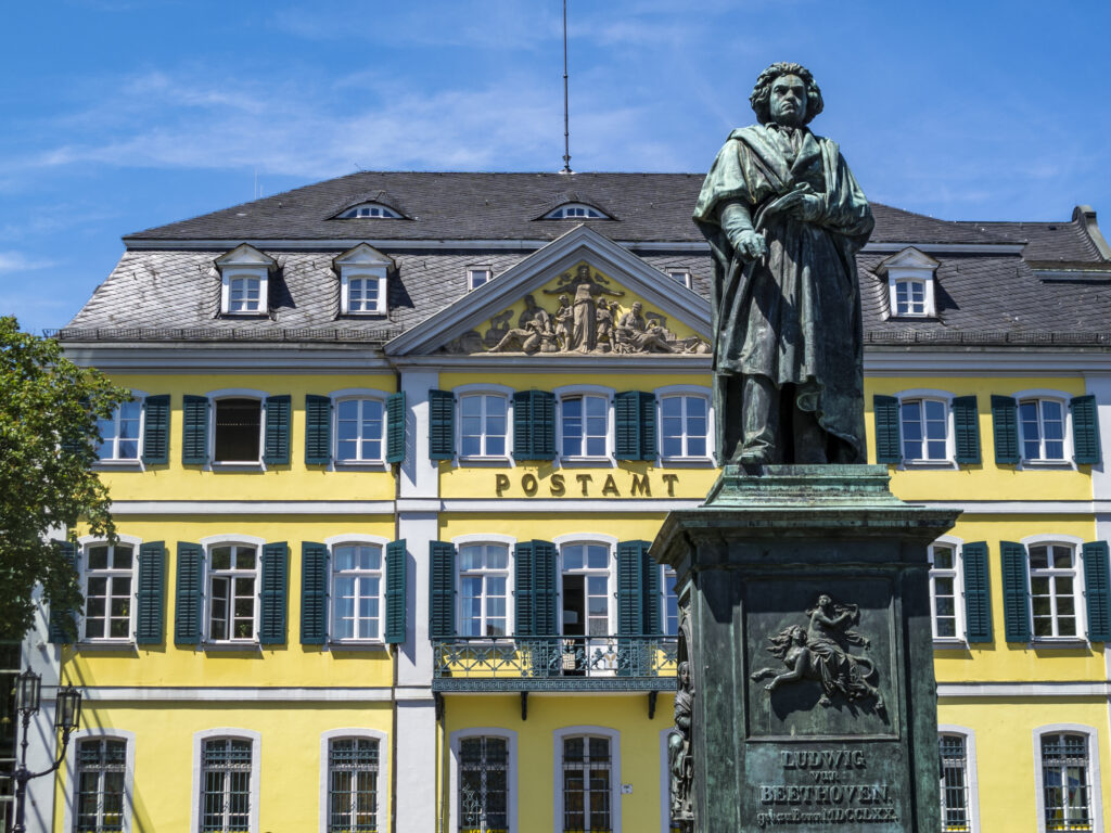 Beethoven monument in front of the former post office in Bonn, Germany