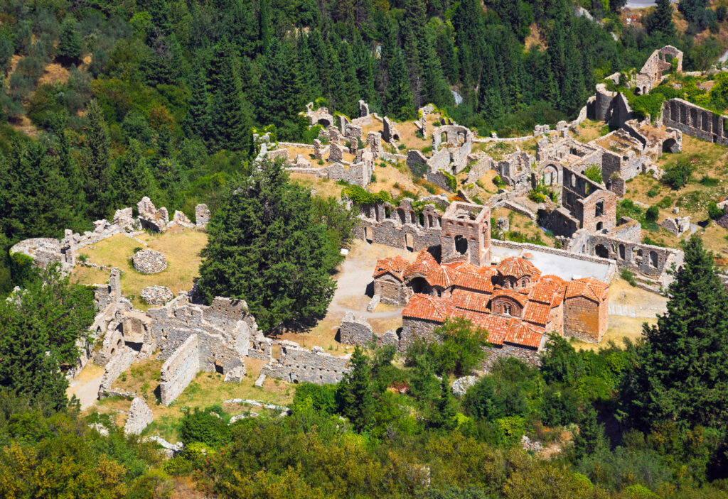Ruins of the ancient city in Mystras, Greece
