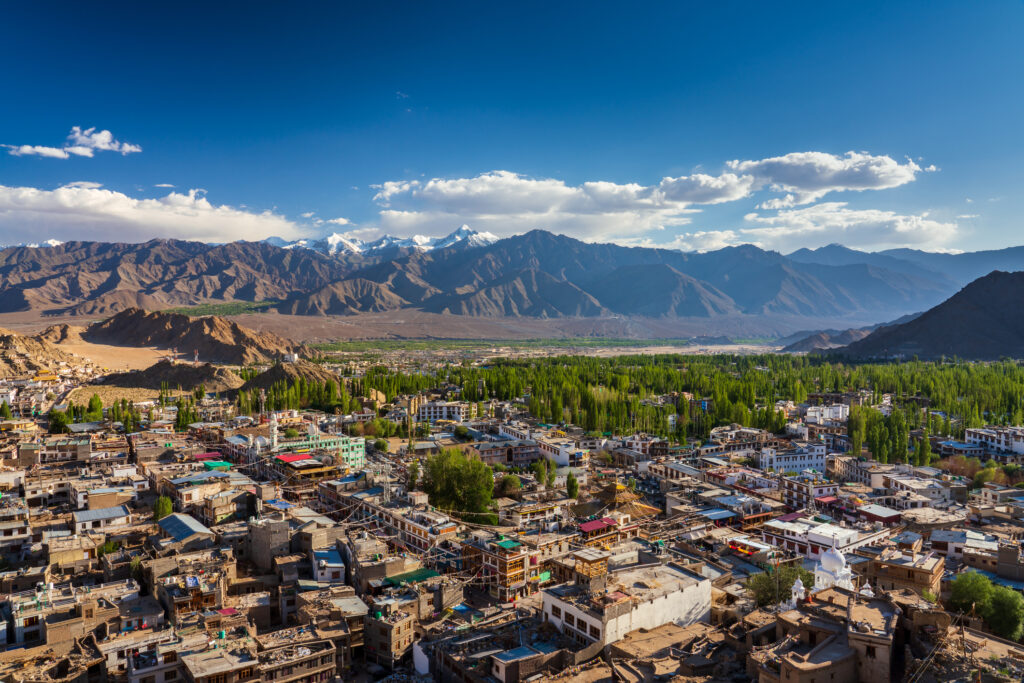 Bird's eye view of Leh City Ladakh India