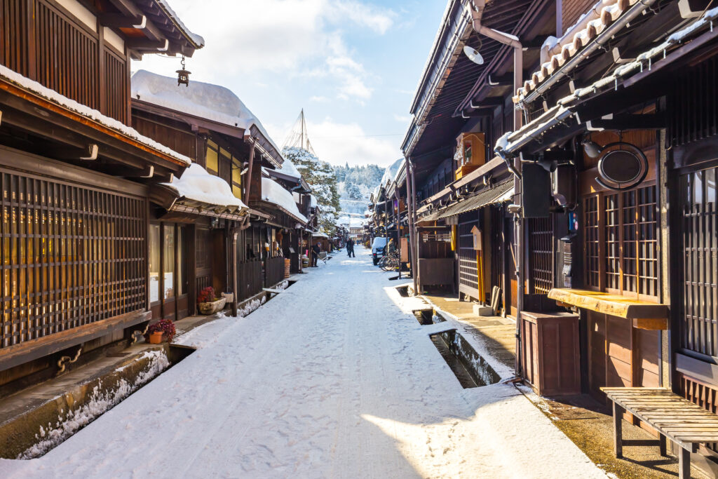 winter in old city Takayama in Japan