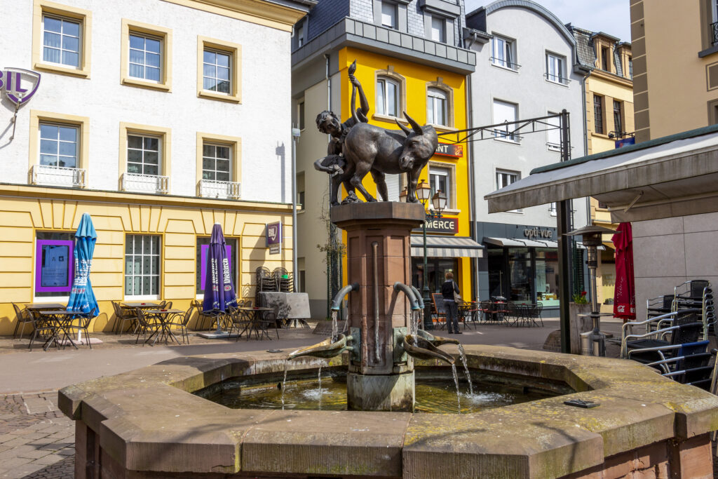 Ducat Donkey Fountain in Diekirch, Luxembourg