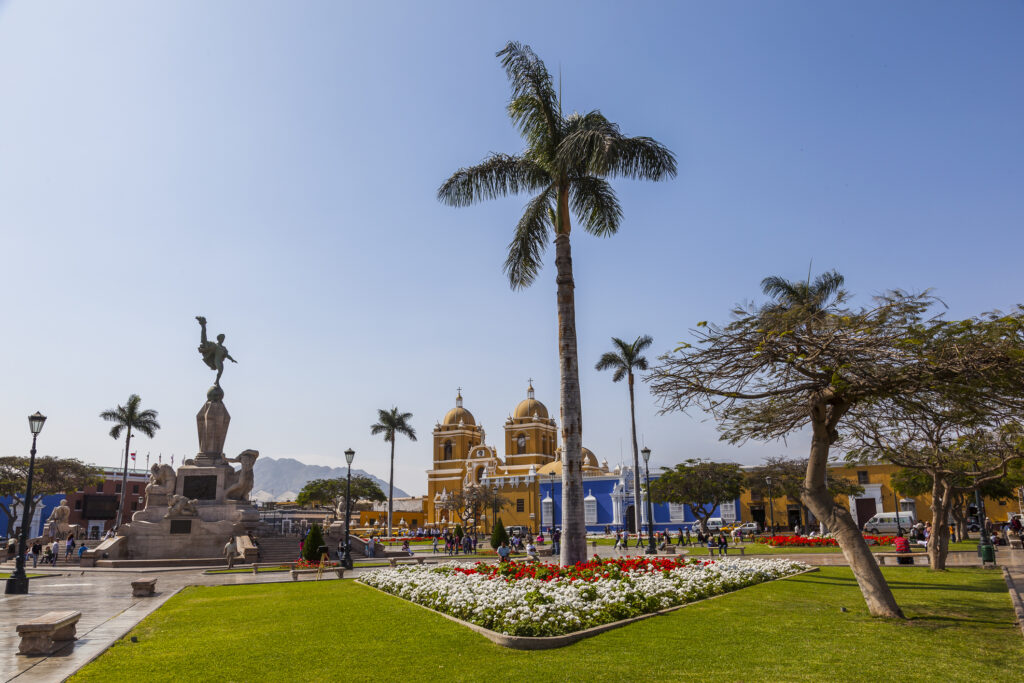Panoramic view of main square of Trujillo