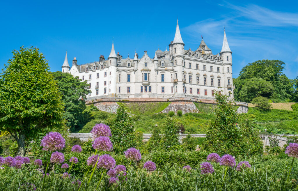 Dunrobin Castle in a sunny day, Sutherland county, Scotland