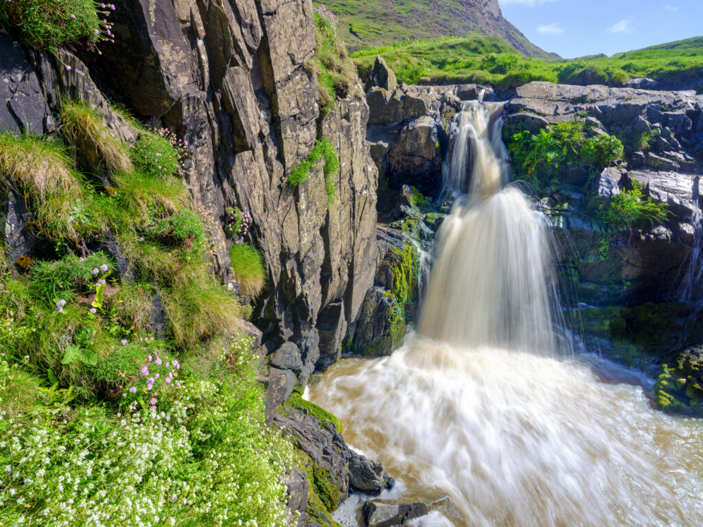 Welcombe Mouth waterfall in the Hartland peninsula, North Devon