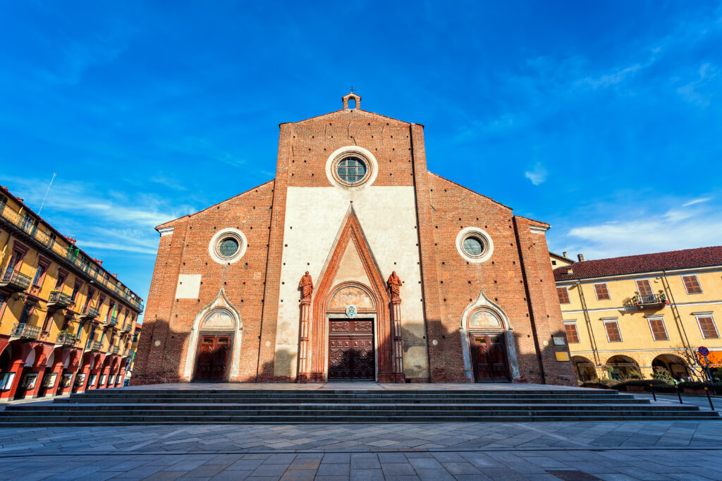 Facade of the Maria Vergine Assunta cathedral in Saluzzo, Italy