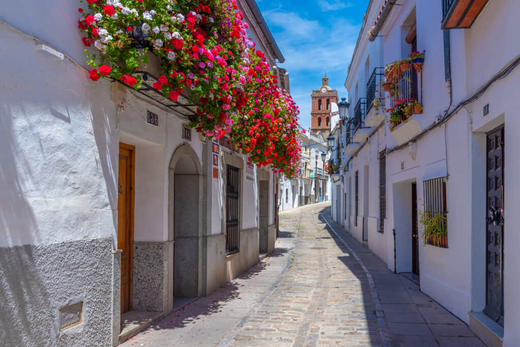 White street in the old town of Spanish city Zafra