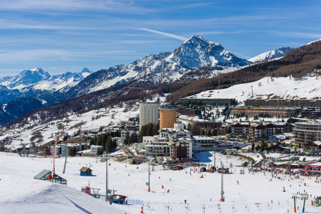 Sestriere, modern village, situated in the Via Lattea ski resort in Piedmont