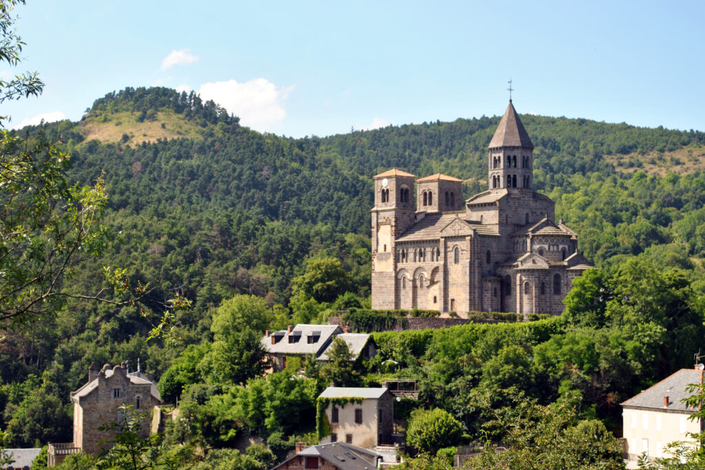 The medieval romanesque church of Saint Nectaire dates from the 12th century, Auvergne region, France