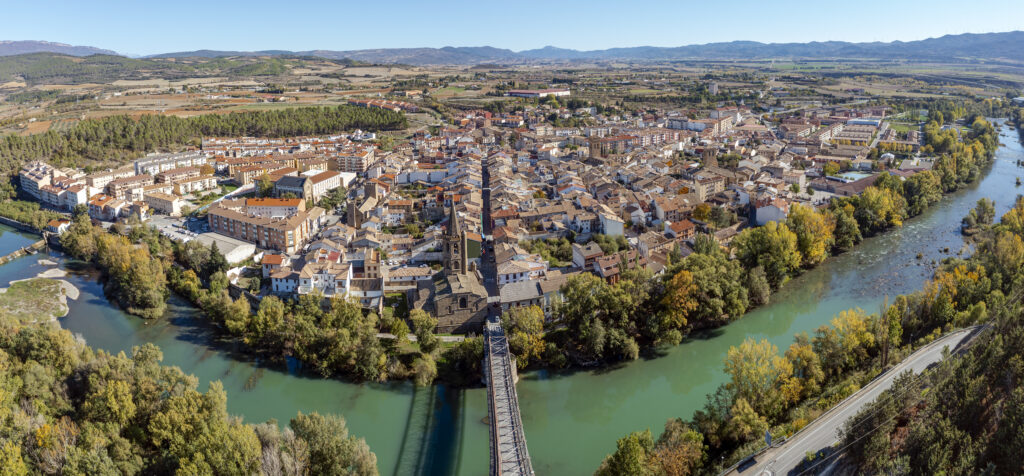 Panoramic aerial view of Sanguesa city