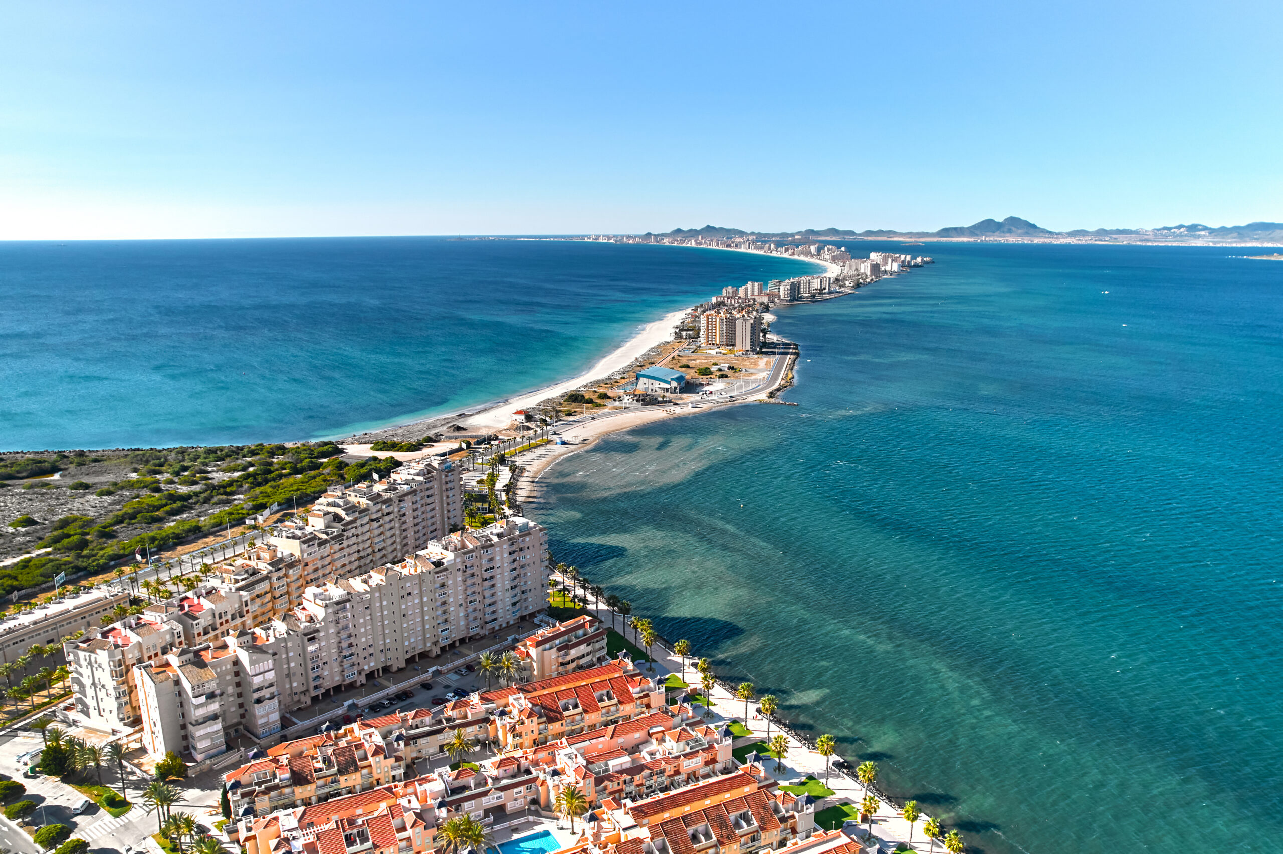 Spit of the spanish town of La Manga del Mar Menor, Murcia, Spain