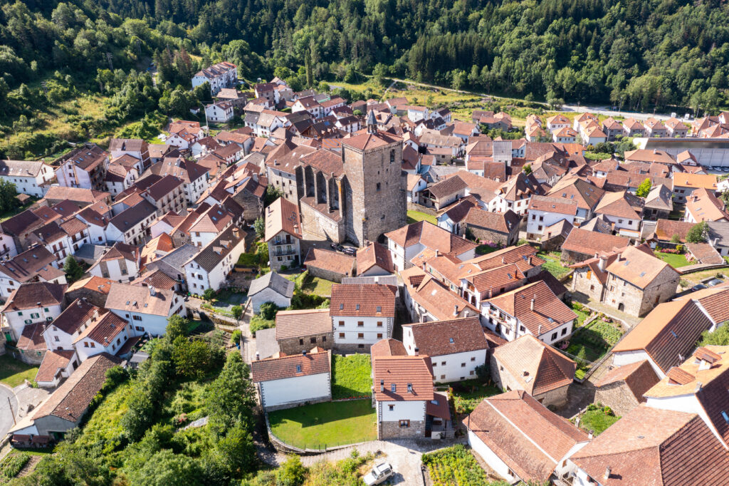 medieval Spanish town of Isaba, view from above