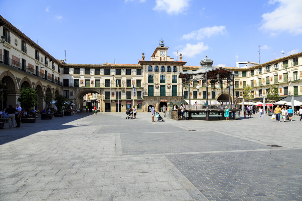 View of Plaza de los Fueros in Tudela, Navarre, Spain