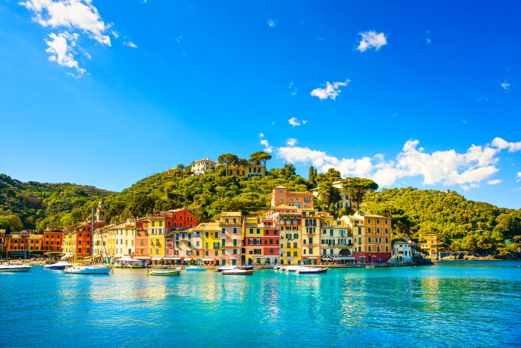 Portofino luxury village landmark, panorama view