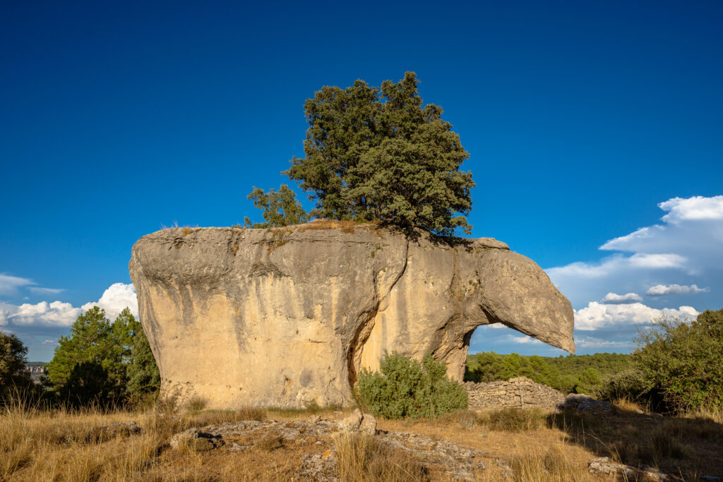 Strange rock formation known as Piedra del Yunque in the Serrania de Cuenca,Spain