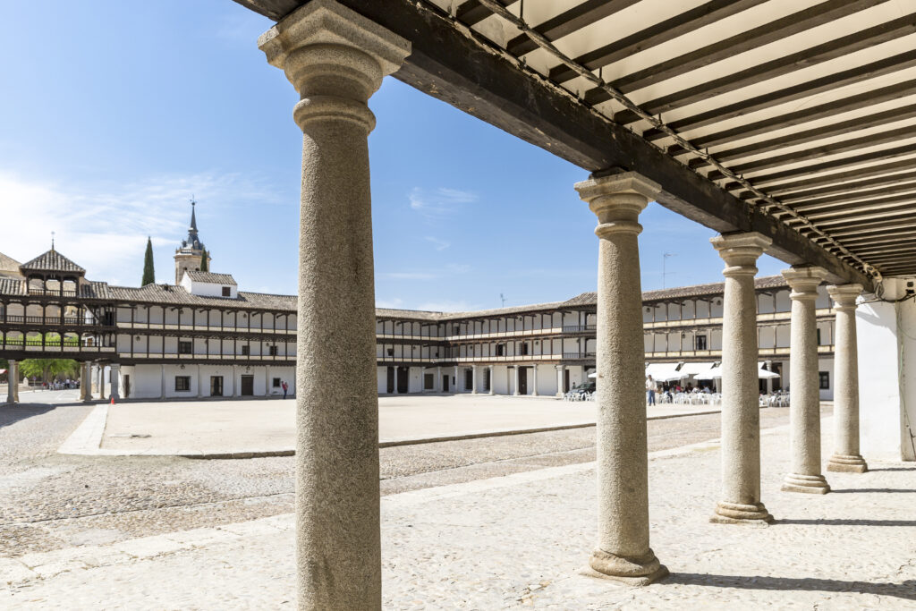 The Plaza Mayor square in Tembleque town, province of Toledo, Castilla-La Mancha, Spain