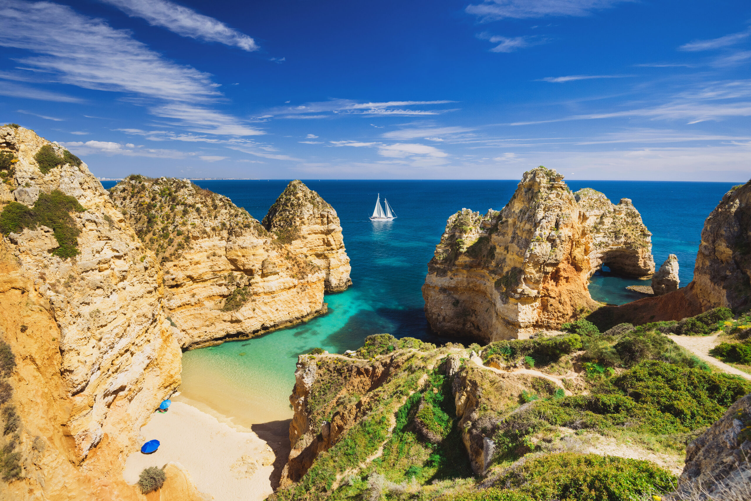 Beautiful beach near Lagos town, Algarve region, Portugal