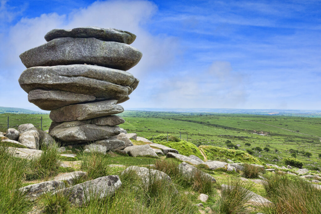 The Cheesewring, a granite tor on Bodmin Moor, near the village of Minions, Cornwall, UK