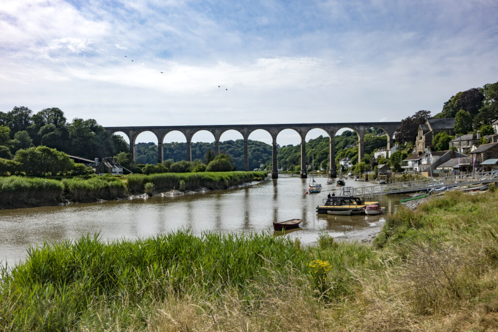 Beautiful Cornish seascape from Calstock over looking the river Tamar and bridge