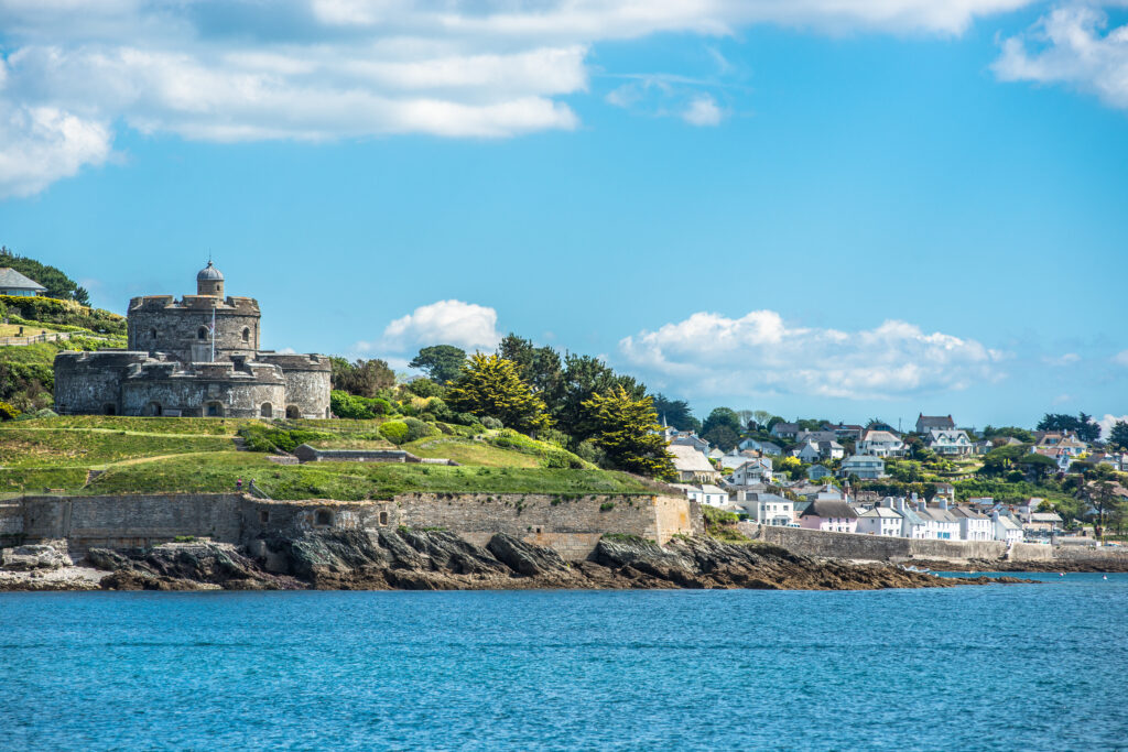 St Mawes Castle is an artillery fort constructed by Henry VIII, Roseland peninsula, Cornwall, England, UK