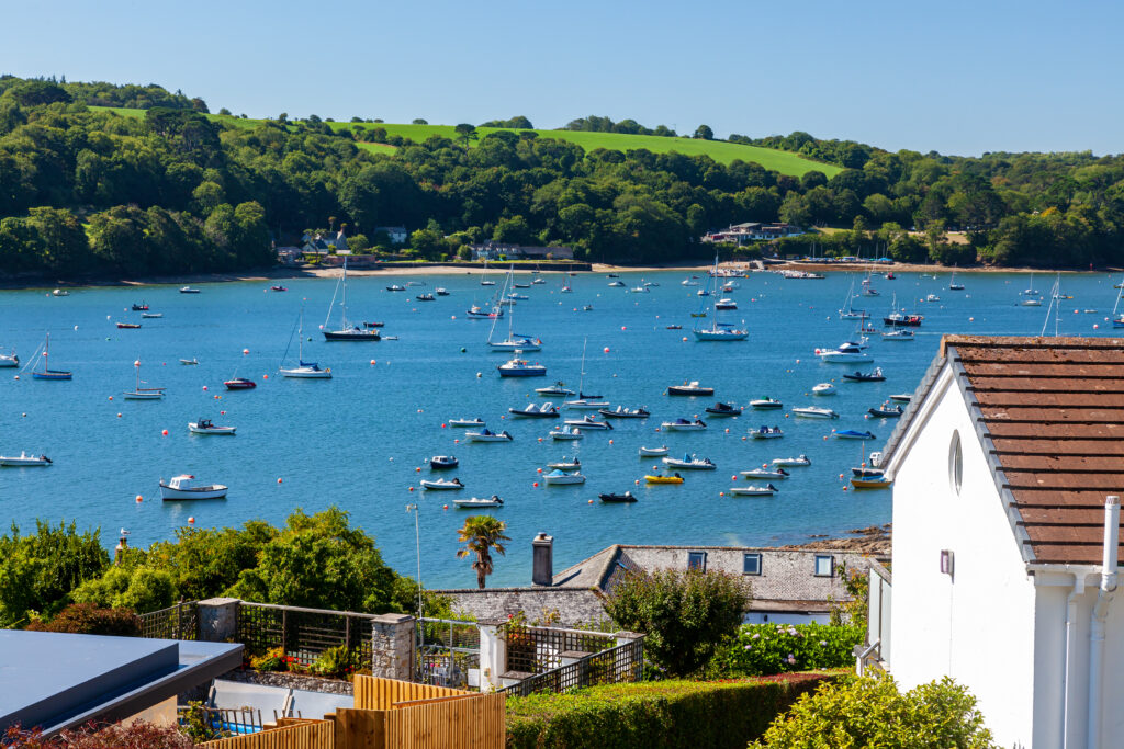 Riverside at Helford Passage a small village located near the mouth of the River Helford Cornwall England UK