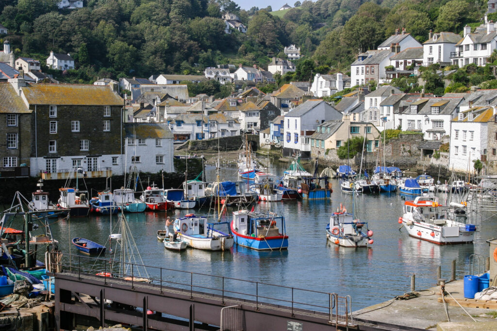 Yachts and motor boats moored in Padstow harbour