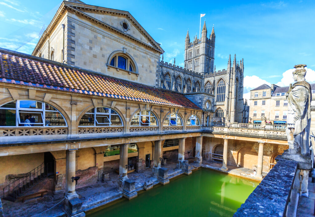 The Roman Baths complex is a site of historical interest in the English city of Bath