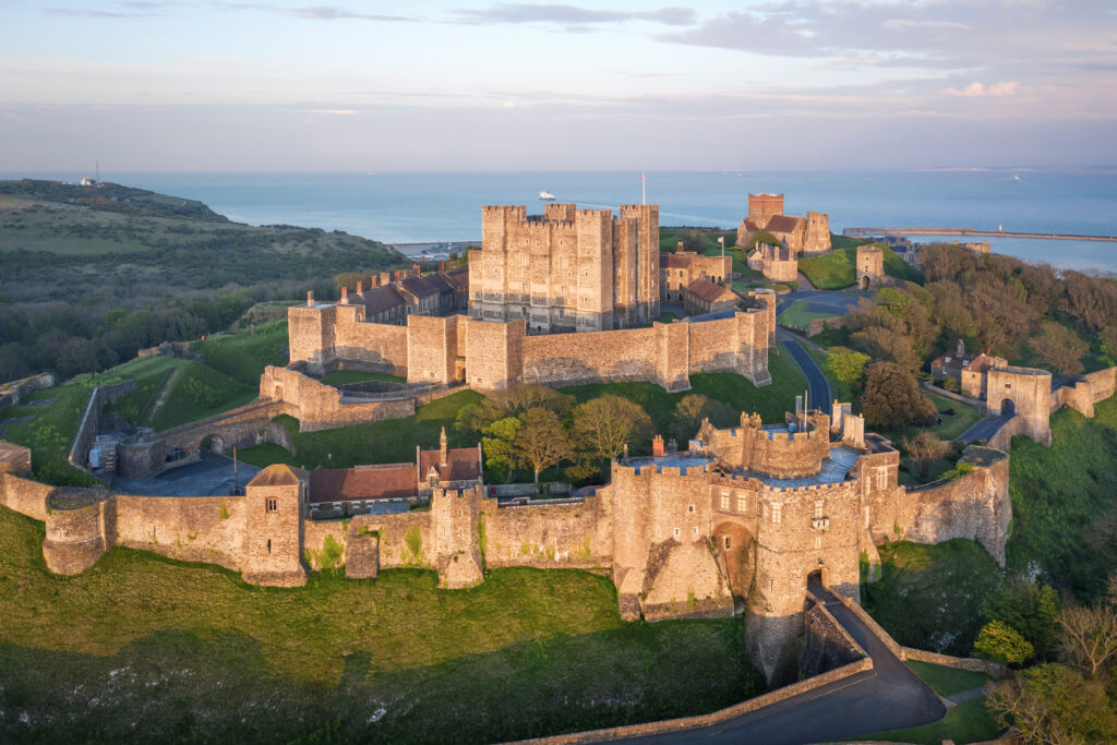 Dover castle at sunset