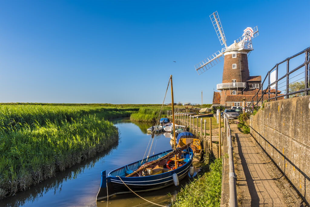 A view along the River Glaven in Cley, Norfolk, UK in the summertime