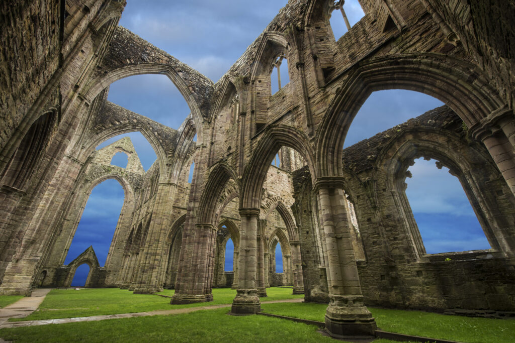 Ruins of Tintern Abbey which is located in Wales UK
