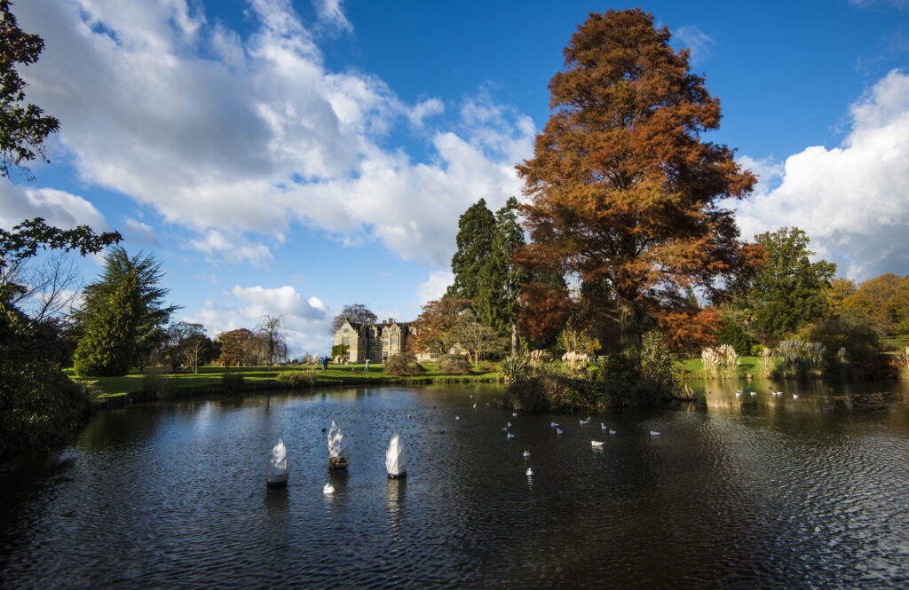 Magnificent buildings and scenery at Wakehurst Place in West Sussex, England in autumn