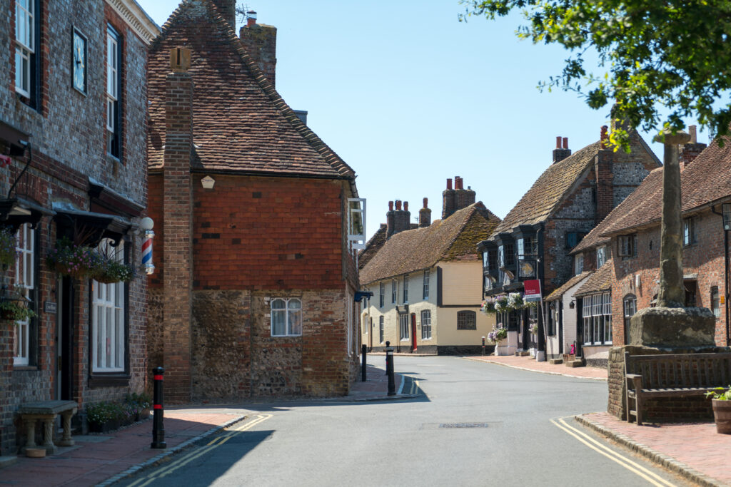 View of the High Street in Alfriston Sussex