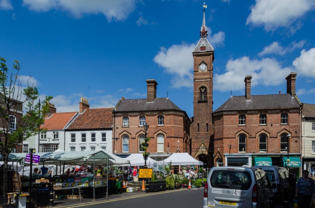 Market square in Louth Lincolnshire,a traditional British market town