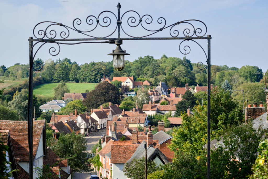 View of the village of Kersey from the church on the hill