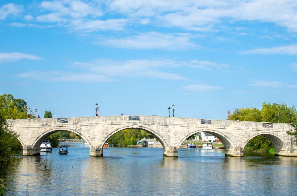 Chertsey Bridge over the River Thames in Surrey, England