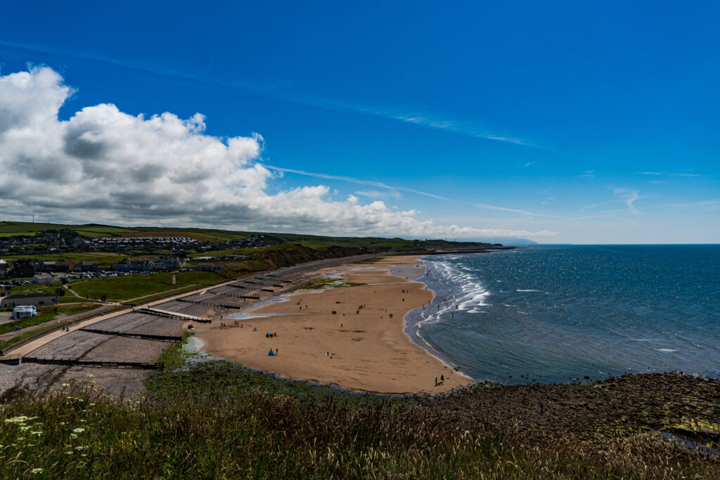 A veiw of the beach at St Bees in Cumbria England on a summers day