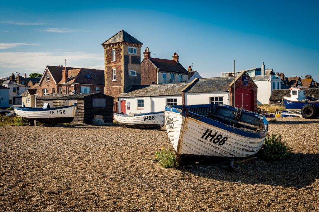 Fishing boats on Aldebough beach in Suffolk