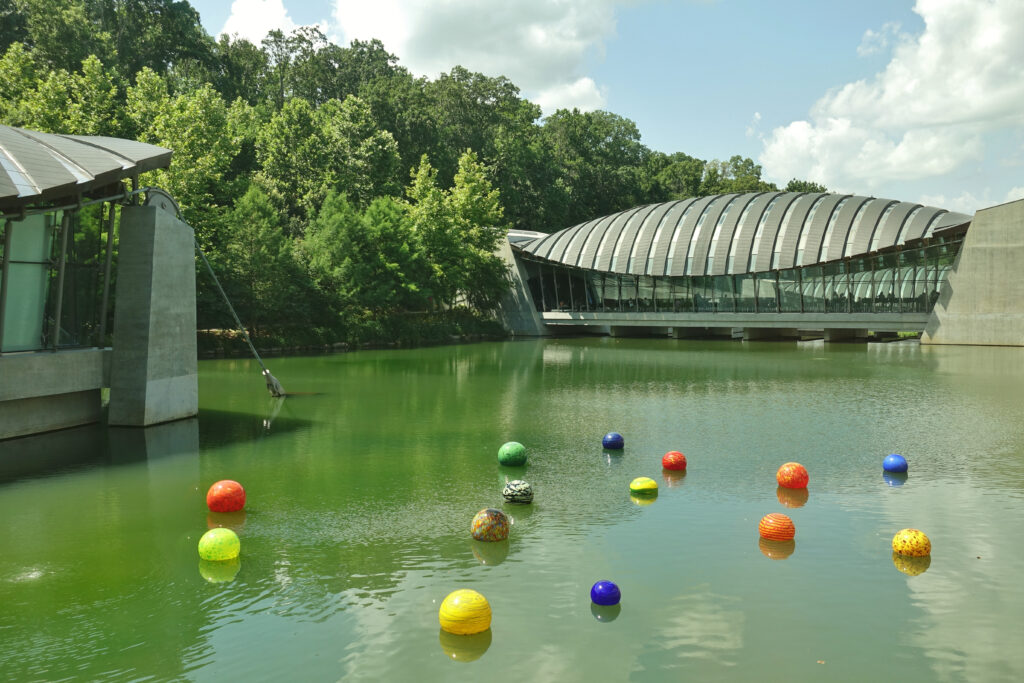 View of the Crystal Bridges Museum of American Art, built by Alice Walton, an heir to the Walmart fortune, in Bentonville, Arkansas