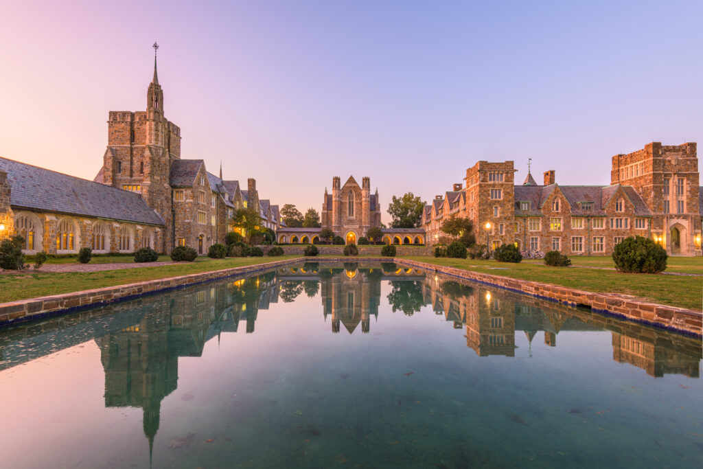 Historic campus at twilight in Floyd County, Georgia, USA.