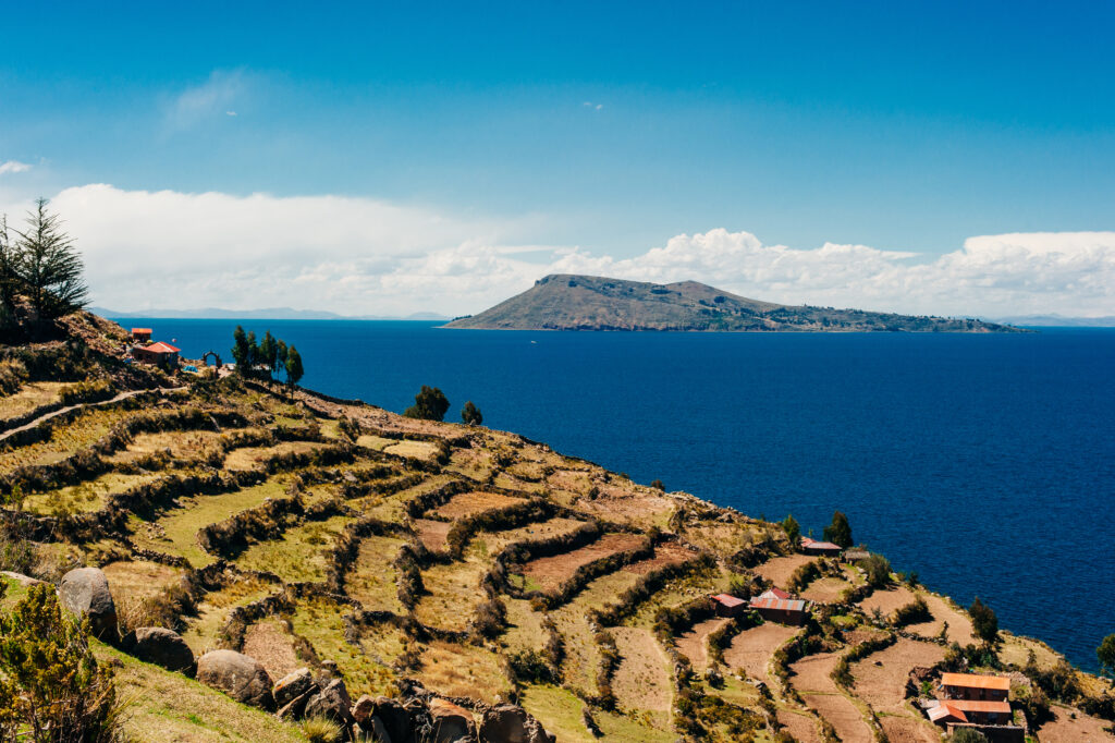 Village of Taquile Island walking through its streets. PERU
