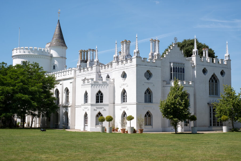 Recently restored Strawberry Hill House and Garden in Twickenham, west London. A fine example of Georgian Gothic Revival architecture.