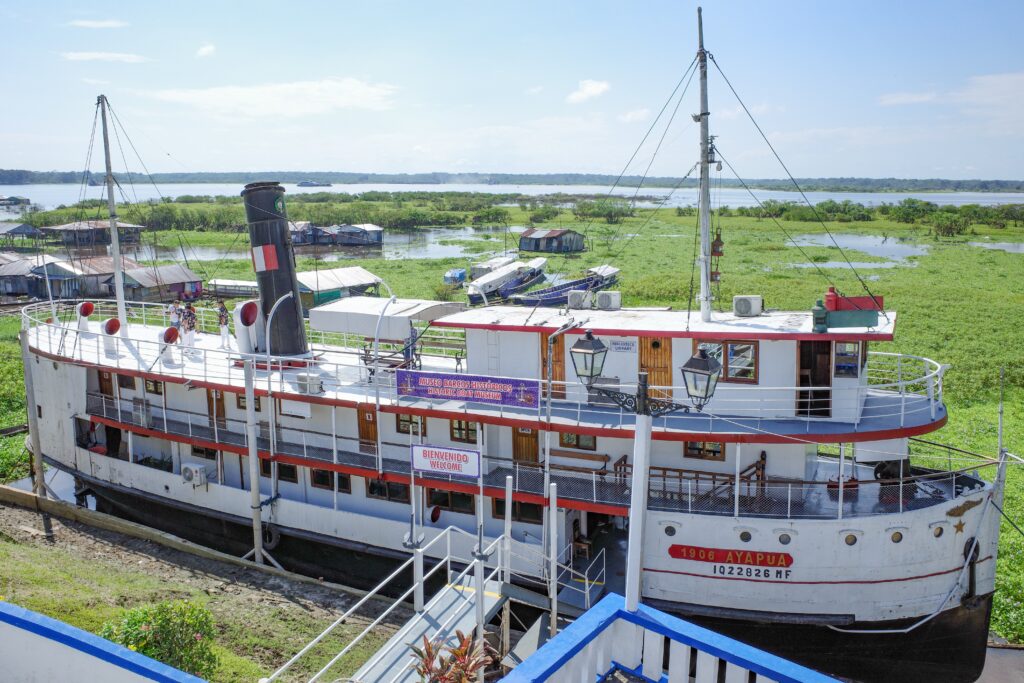 Iquitos, Peru - June 27, 2022: The Ayapua, a historic Amazon rubber boom era steam boat