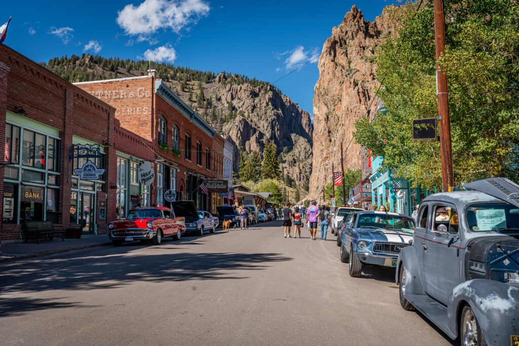 Creede, Colorado USA: A vintage car show takes place on a beautiful weekend in Creede, CO