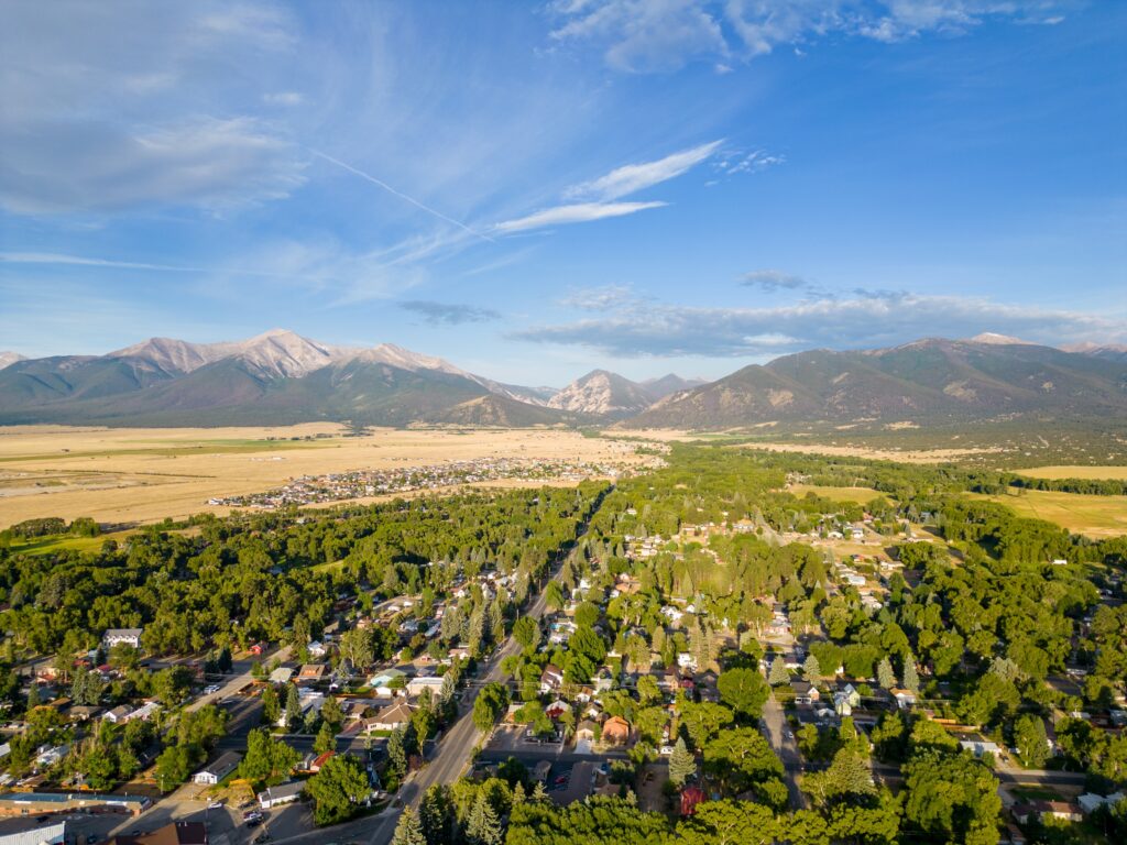Aerial photo Buena Vista Colorado with mountain views