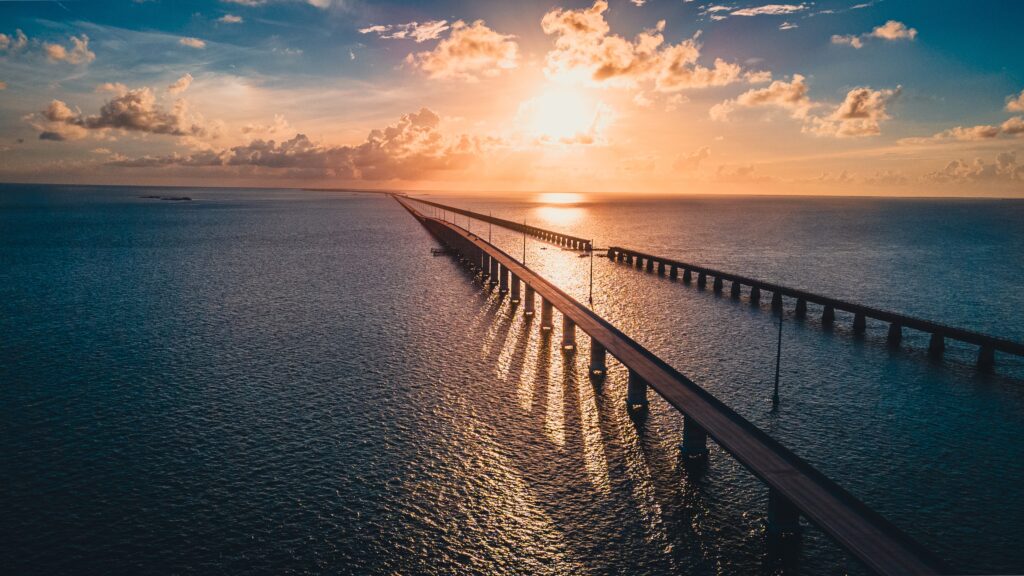 7 mile bridge at sunset in Marathon Key west Florida