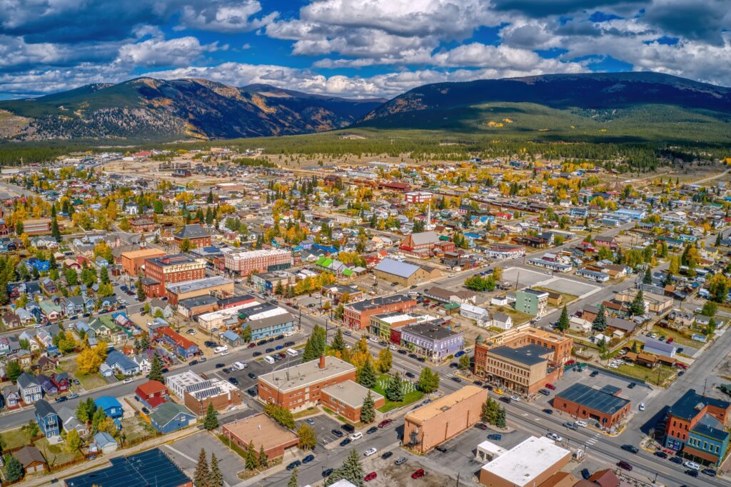 Aerial View of Leadville, Colorado during Autumn