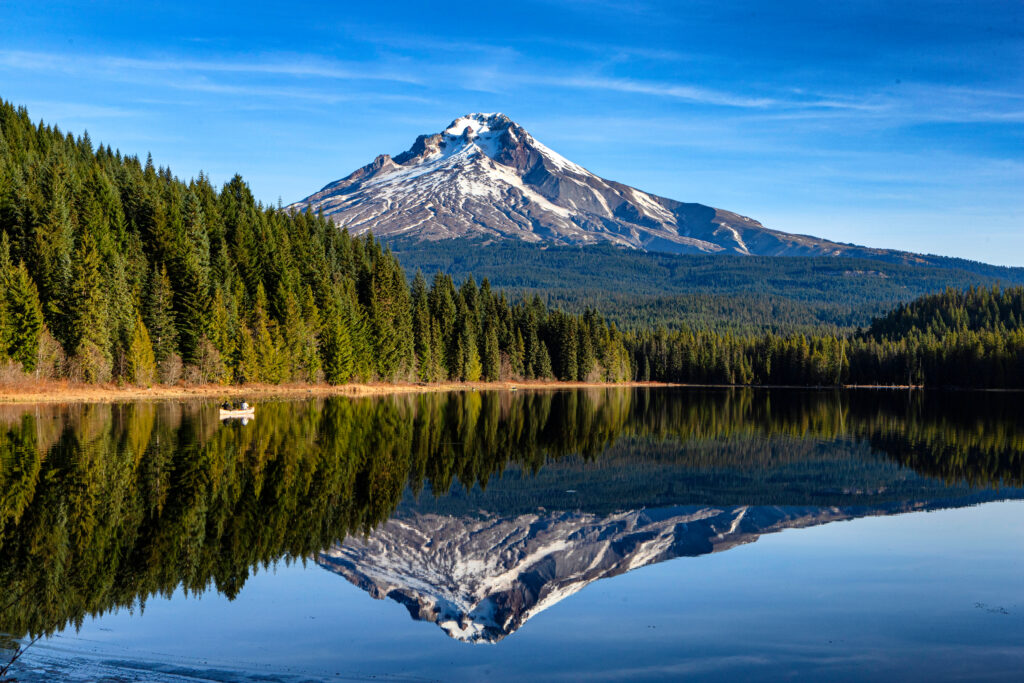 Mt Hood Oregon reflected in Trillium Lake 