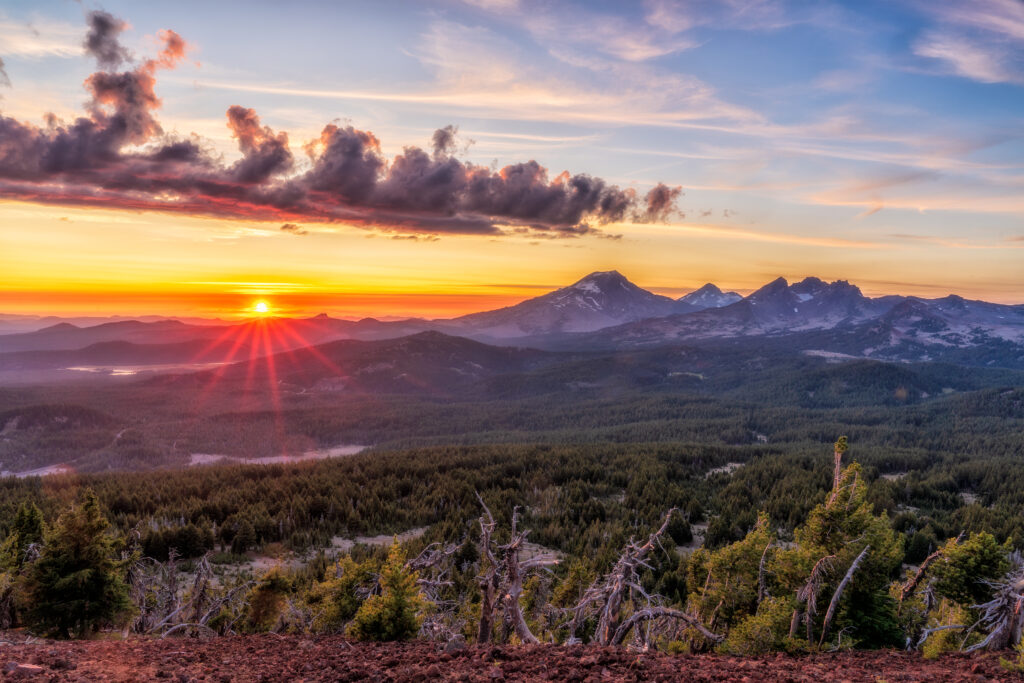 Three Sisters Wilderness at sunset near Bend Oregon
