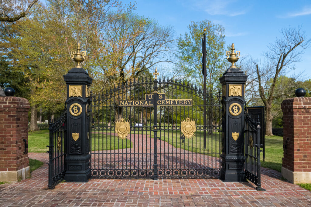 Main gate at the US National Cemetery at the site of the American Civil War, Battle of Shiloh